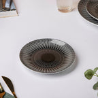 Philocaly Linear Patterned Ceramic Dessert Plate Black 6 Inch Nestasia