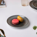 Philocaly Linear Patterned Ceramic Dessert Plate Black 6 Inch Nestasia