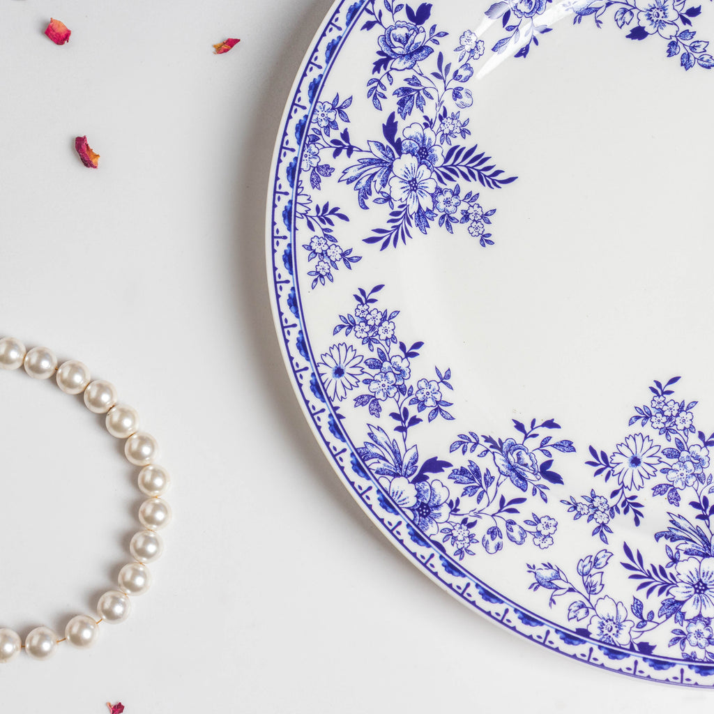 Riona Floral Dinner Plate Blue And White 10 Inch Nestasia