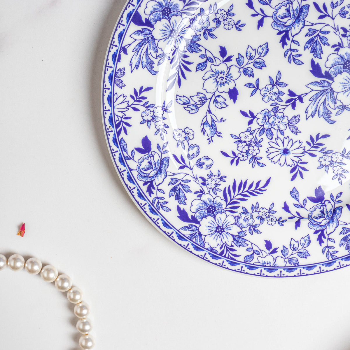 Riona Floral Snack Plate White And Blue 8 Inch Nestasia