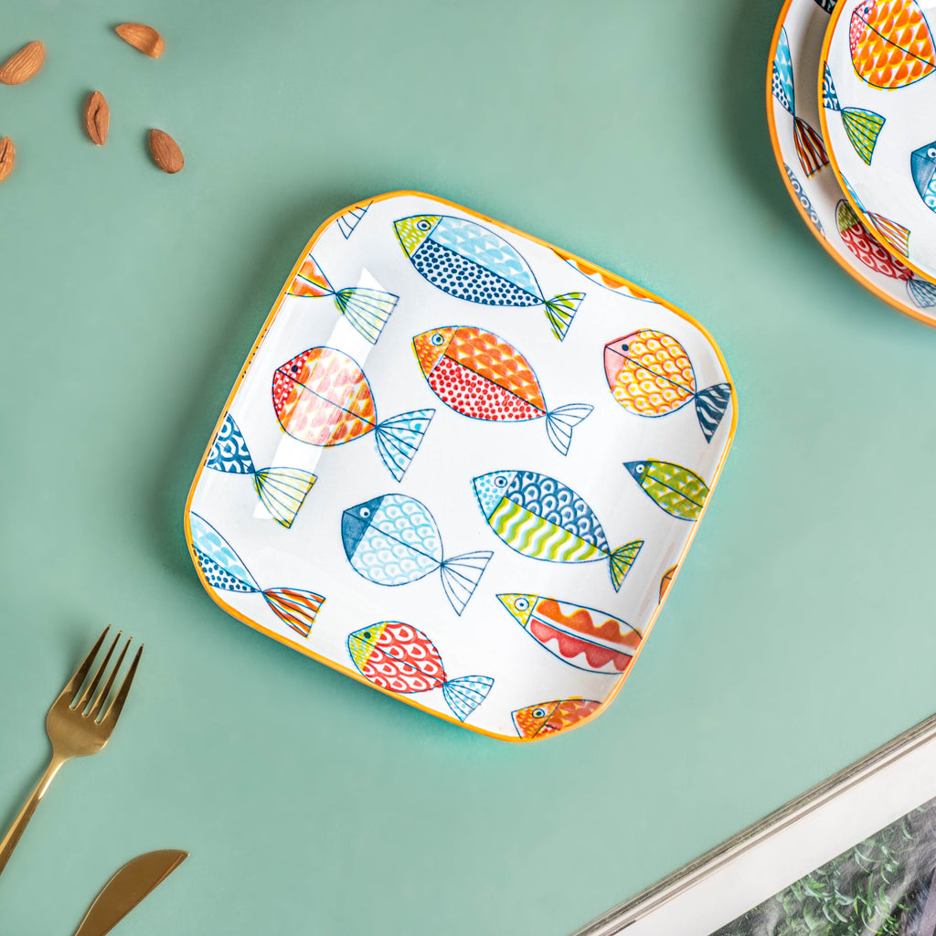 Ukiyo Square Ceramic Snack Plate 8 inch Nestasia