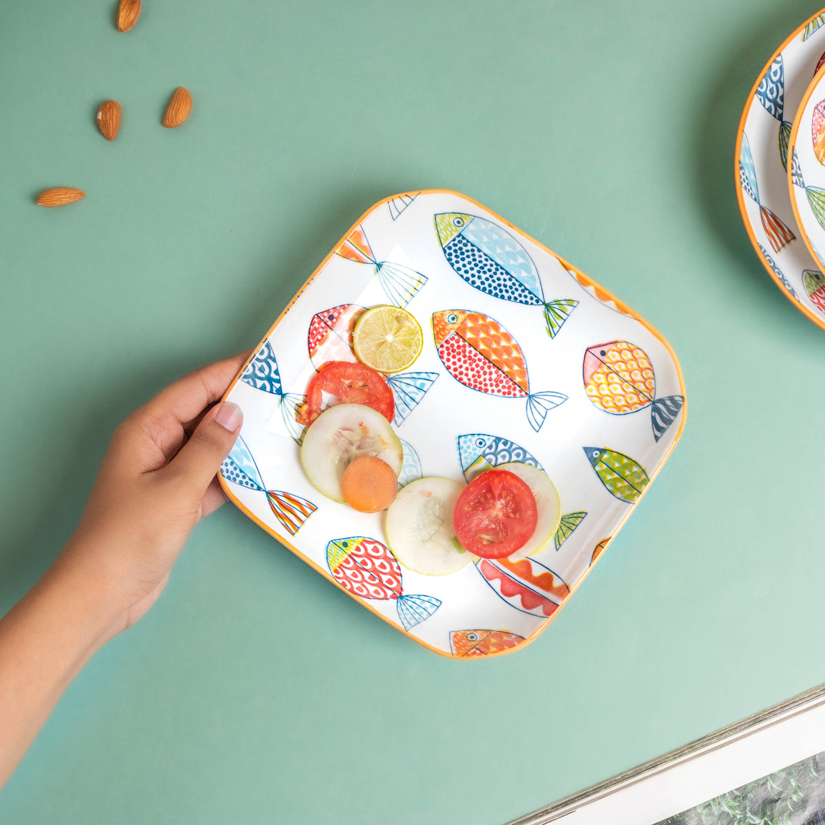 Ukiyo Square Ceramic Snack Plate 8 inch Nestasia