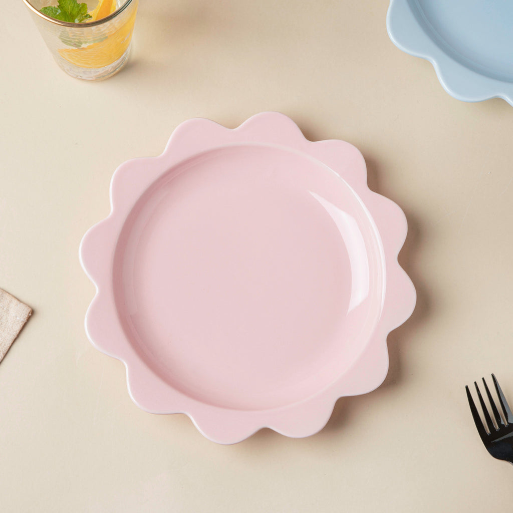 Rosette Ceramic Snack Plate Pink 8.5 Inch Nestasia