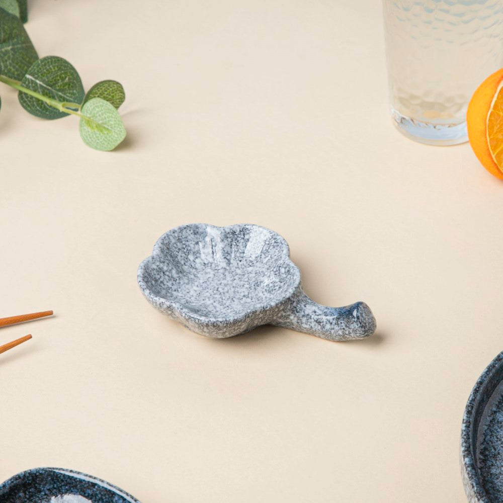 Pebble Glazed Dip Bowl With Chopsticks Rest Nestasia