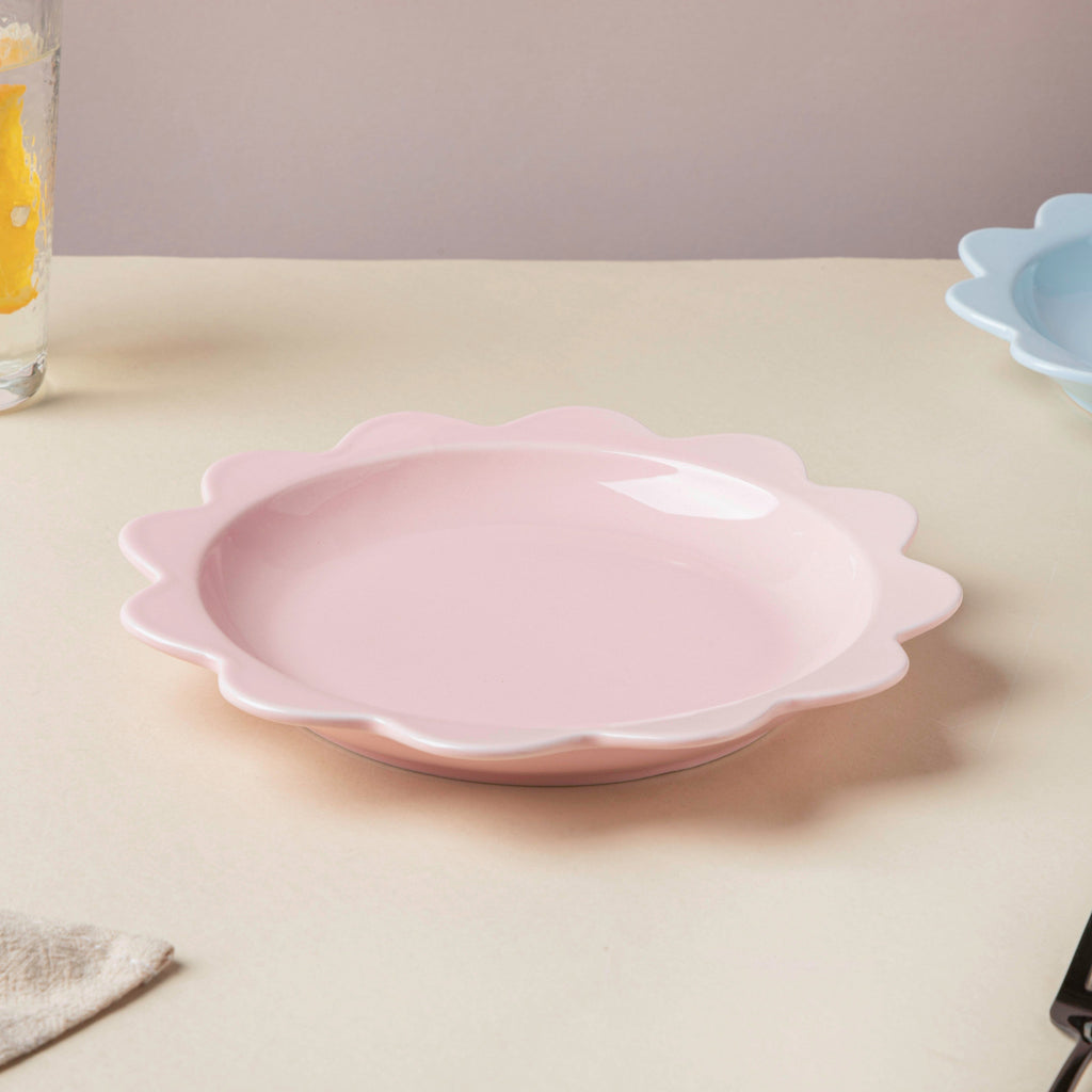 Rosette Ceramic Snack Plate Pink 8.5 Inch Nestasia