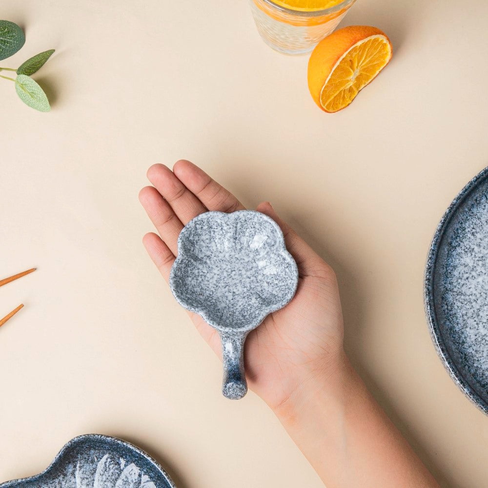 Pebble Glazed Dip Bowl With Chopsticks Rest Nestasia