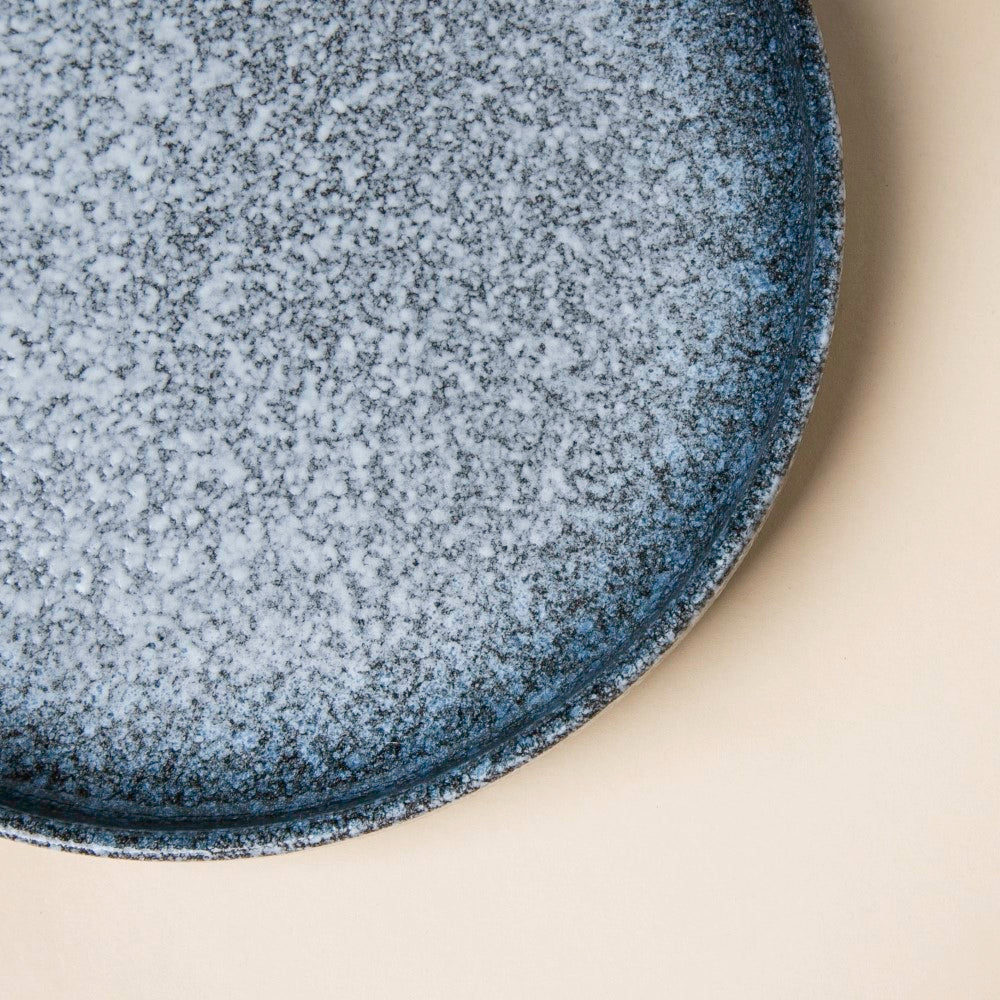 Pebble Glazed Snack Plate Blue White 8 Inch Nestasia