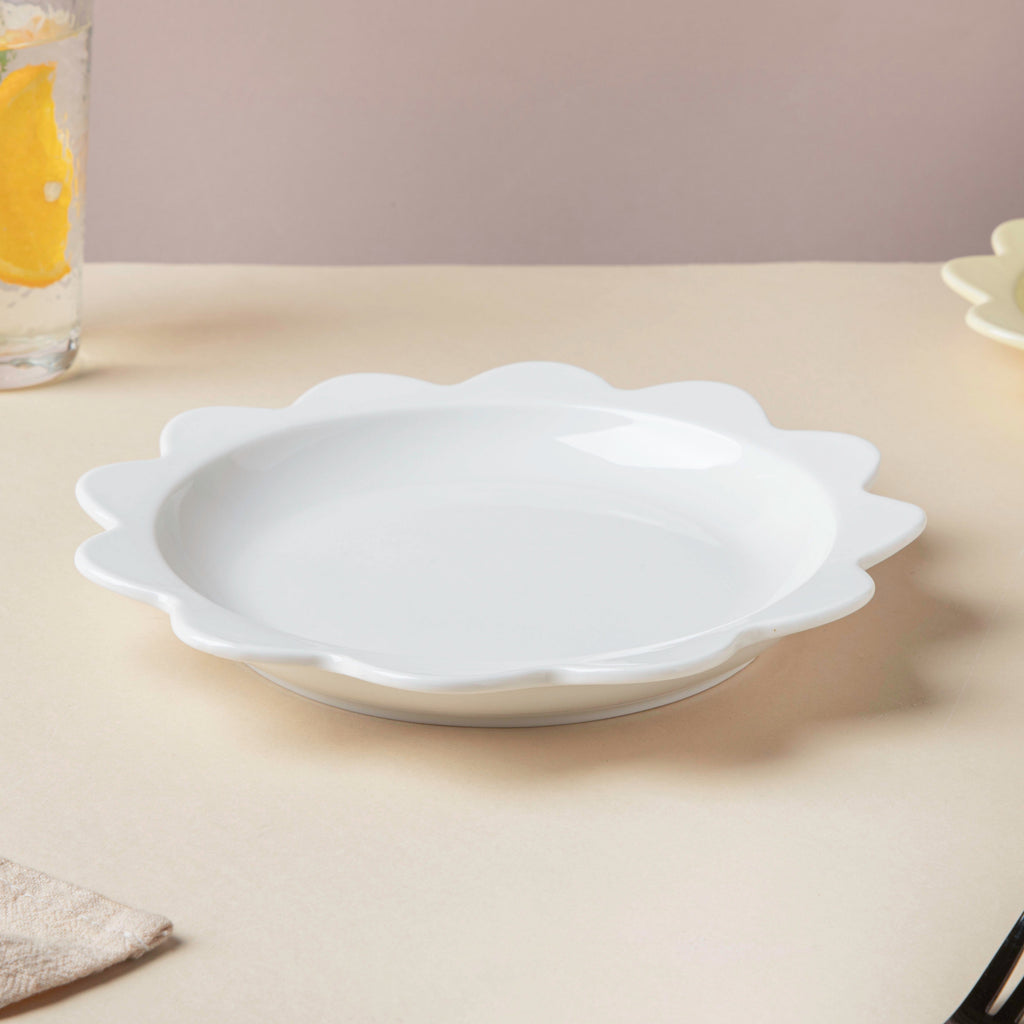 Rosette Ceramic Snack Plate White 8.5 Inch Nestasia