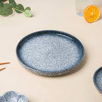 Pebble Glazed Snack Plate Blue White 8 Inch Nestasia