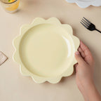 Rosette Ceramic Snack Plate Pastel Yellow 8.5 Inch Nestasia
