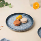 Pebble Glazed Snack Plate Blue White 8 Inch Nestasia