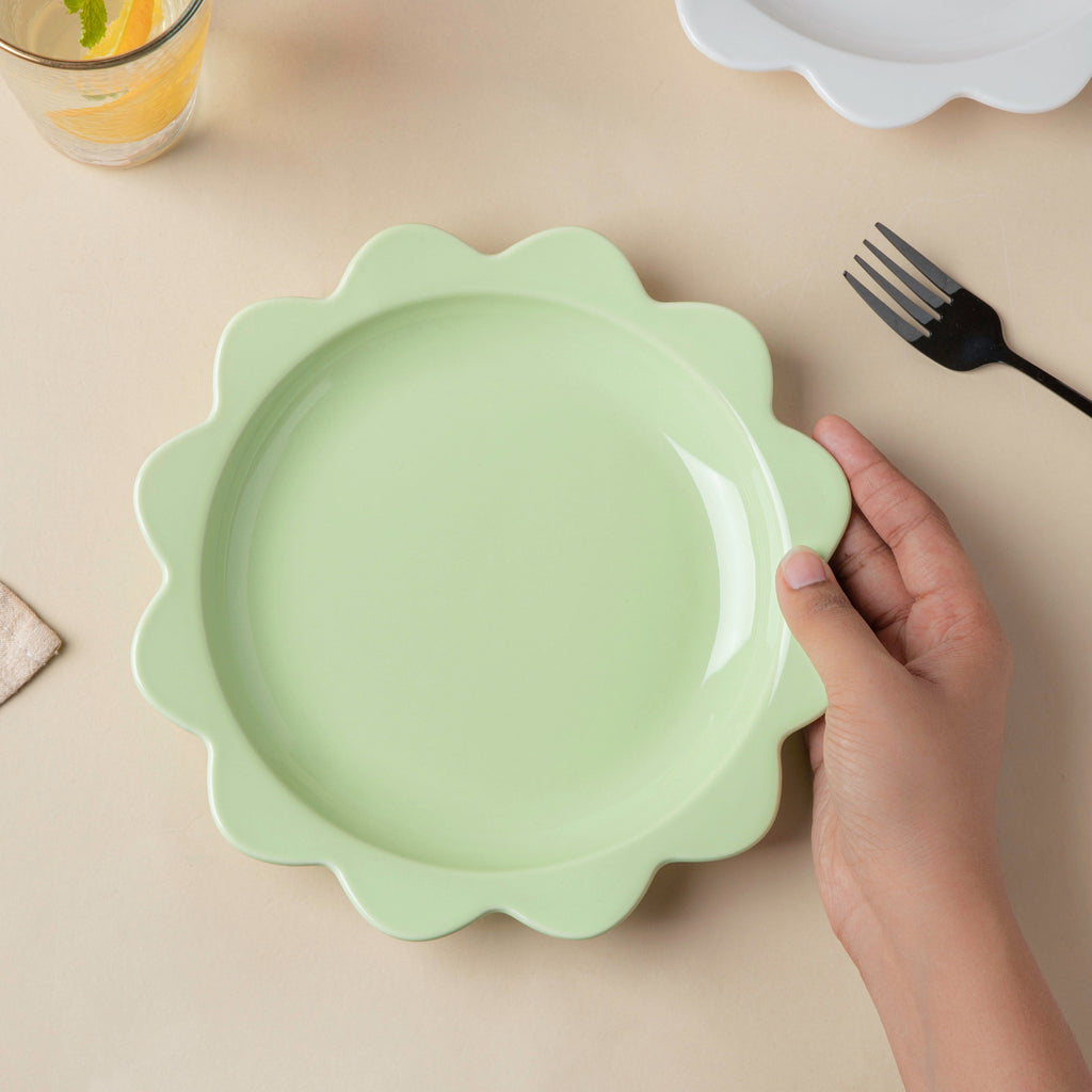 Rosette Ceramic Snack Plate Green 8.5 Inch Nestasia