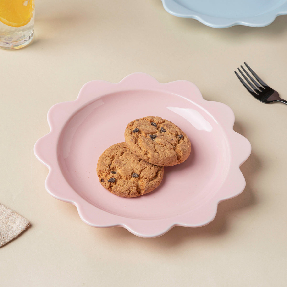 Rosette Ceramic Snack Plate Pink 8.5 Inch Nestasia