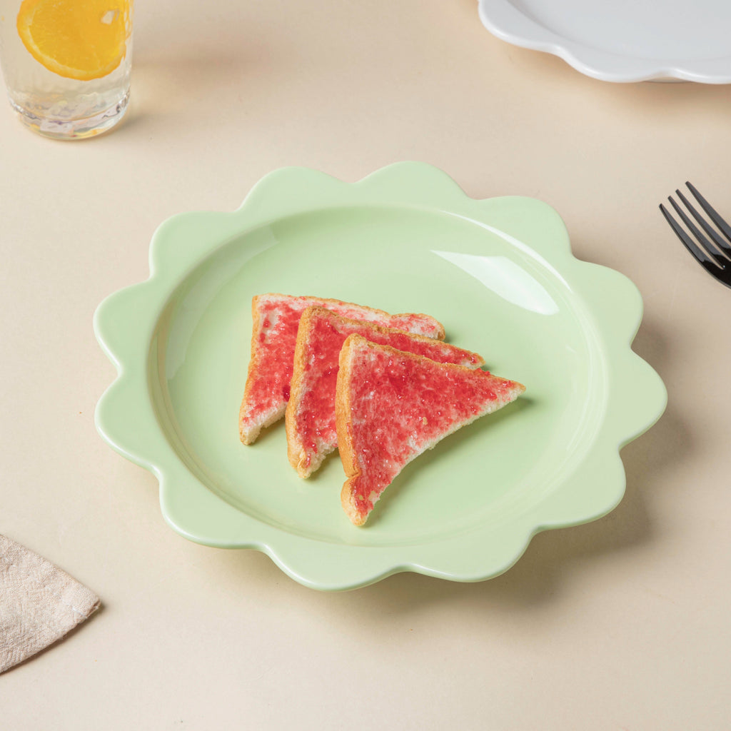 Rosette Ceramic Snack Plate Green 8.5 Inch Nestasia