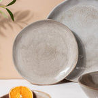 Rustic Handmade Ceramic Snack Plate Grey 8 Inch Nestasia