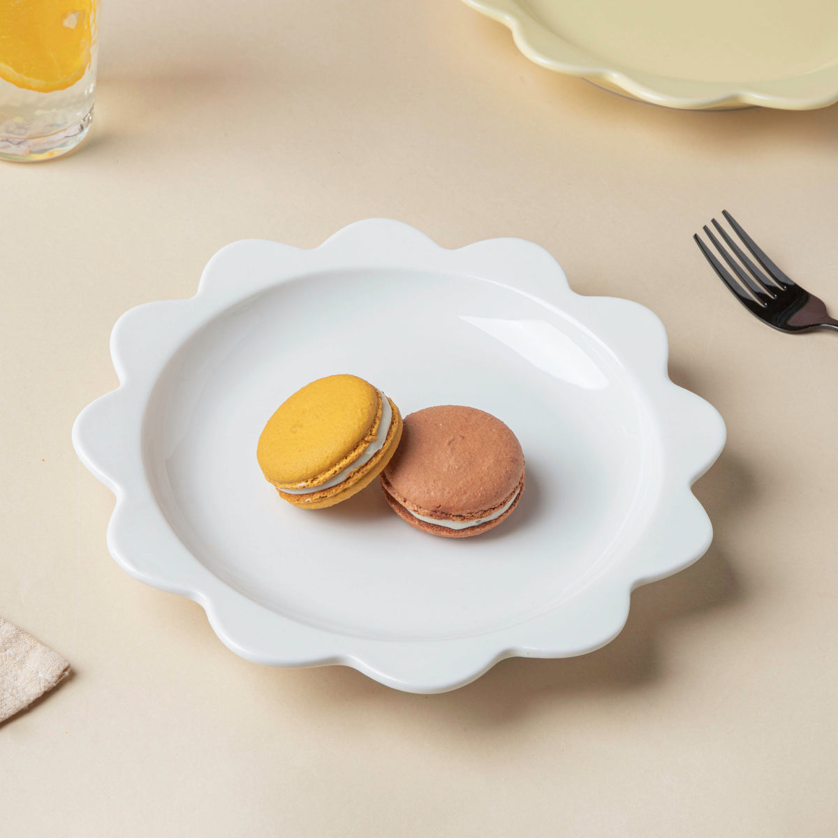 Rosette Ceramic Snack Plate White 8.5 Inch Nestasia