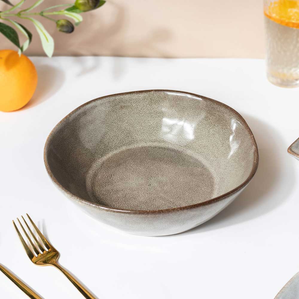 Rustic Handmade Large Serving Bowl Grey 800 ml Nestasia