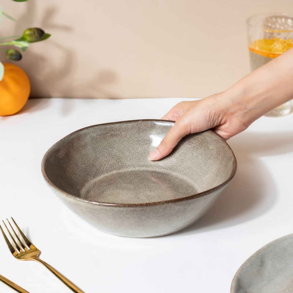 Rustic Handmade Large Serving Bowl Grey 800 ml Nestasia