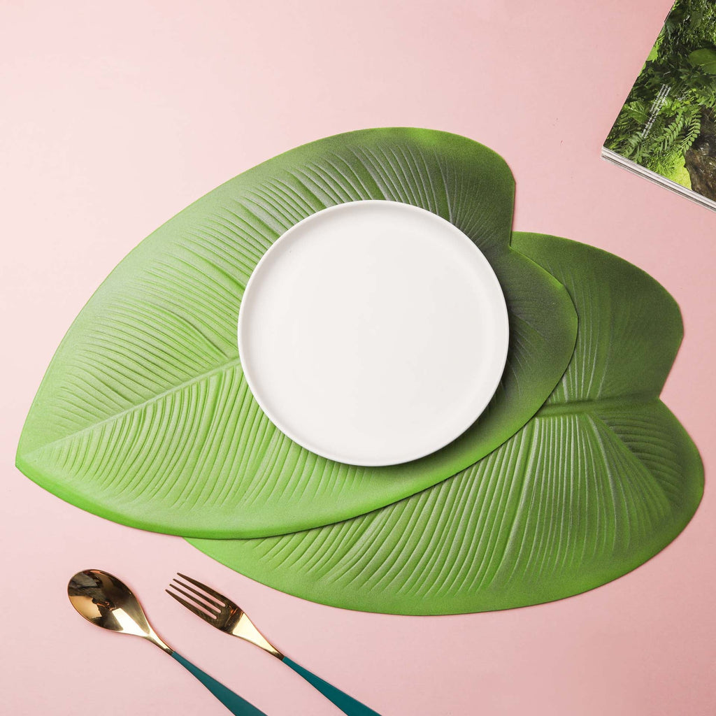 Green Leaf Placemat Set of 2 Nestasia