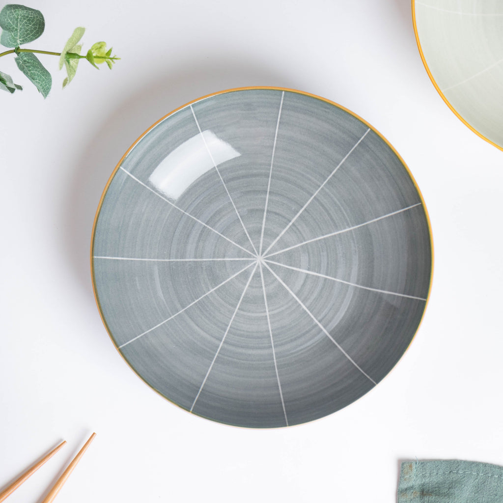 Willow Dark Grey Ceramic Pasta Plate 8 inch Nestasia