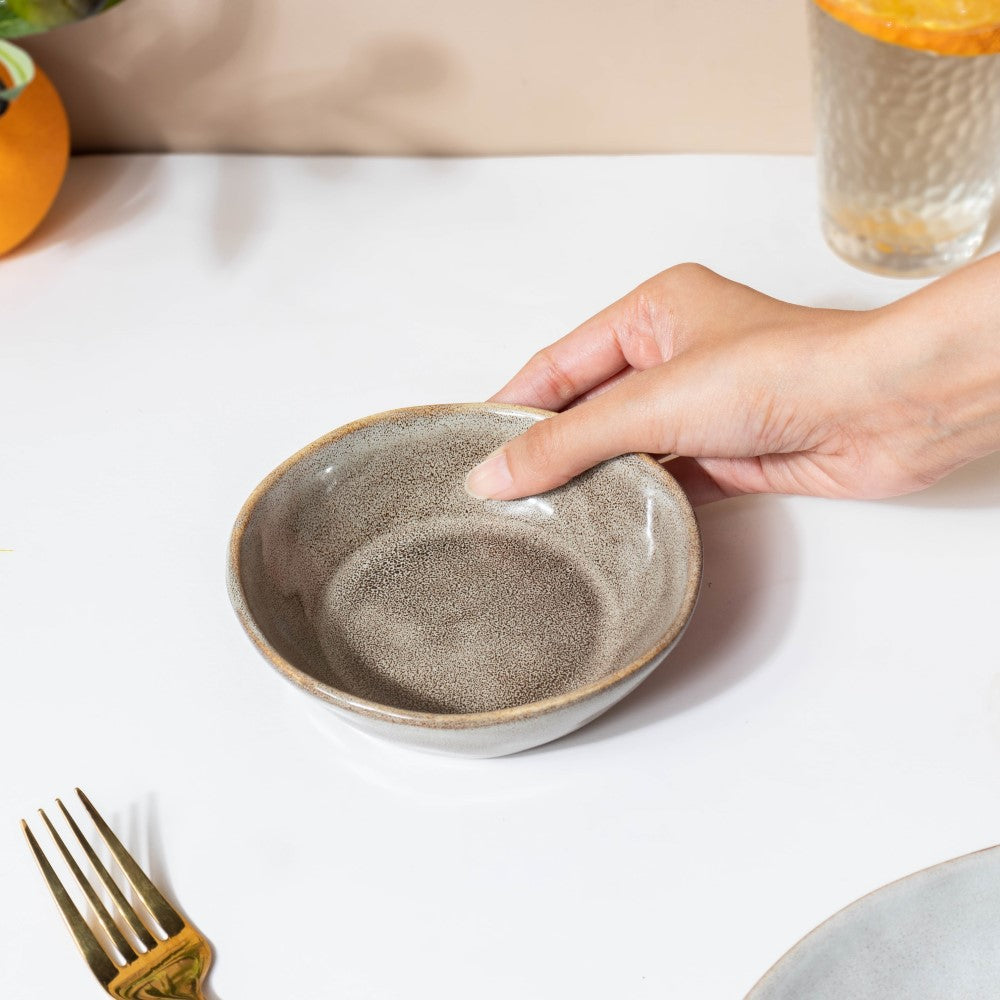 Rustic Handmade Snack Bowl Grey 150 ml Nestasia