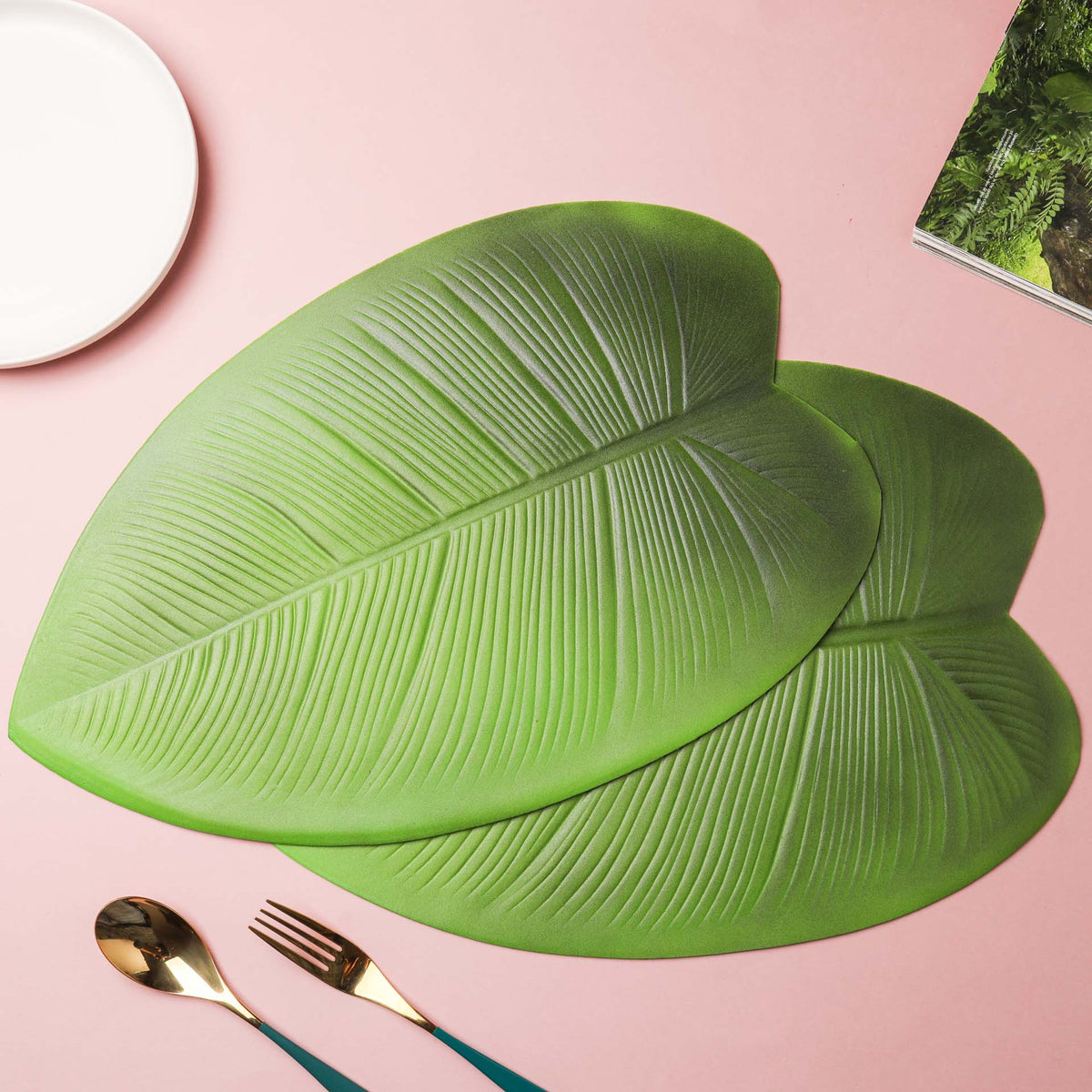 Green Leaf Placemat Set of 2 Nestasia