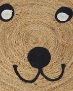 Handwoven Tiger Design Beige Round Jute Carpet For Bedroom And Hall