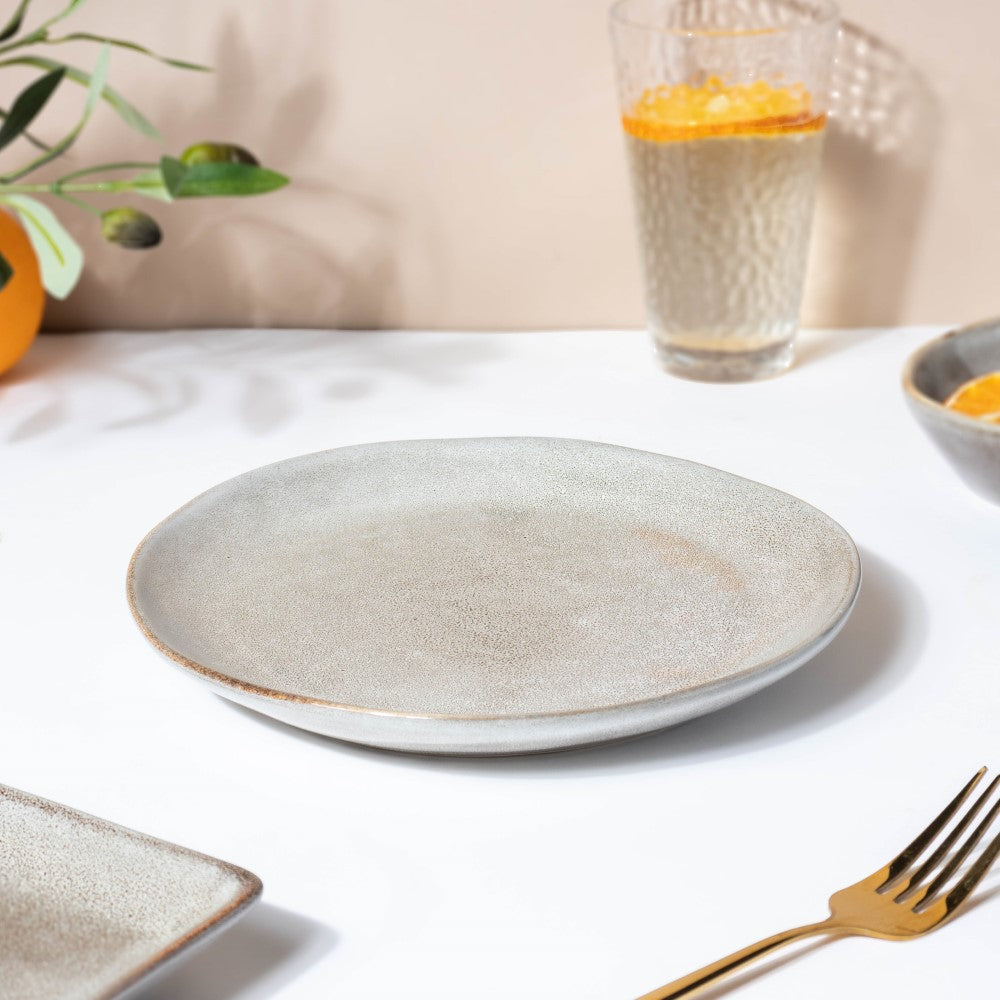 Rustic Handmade Ceramic Snack Plate Grey 8 Inch Nestasia