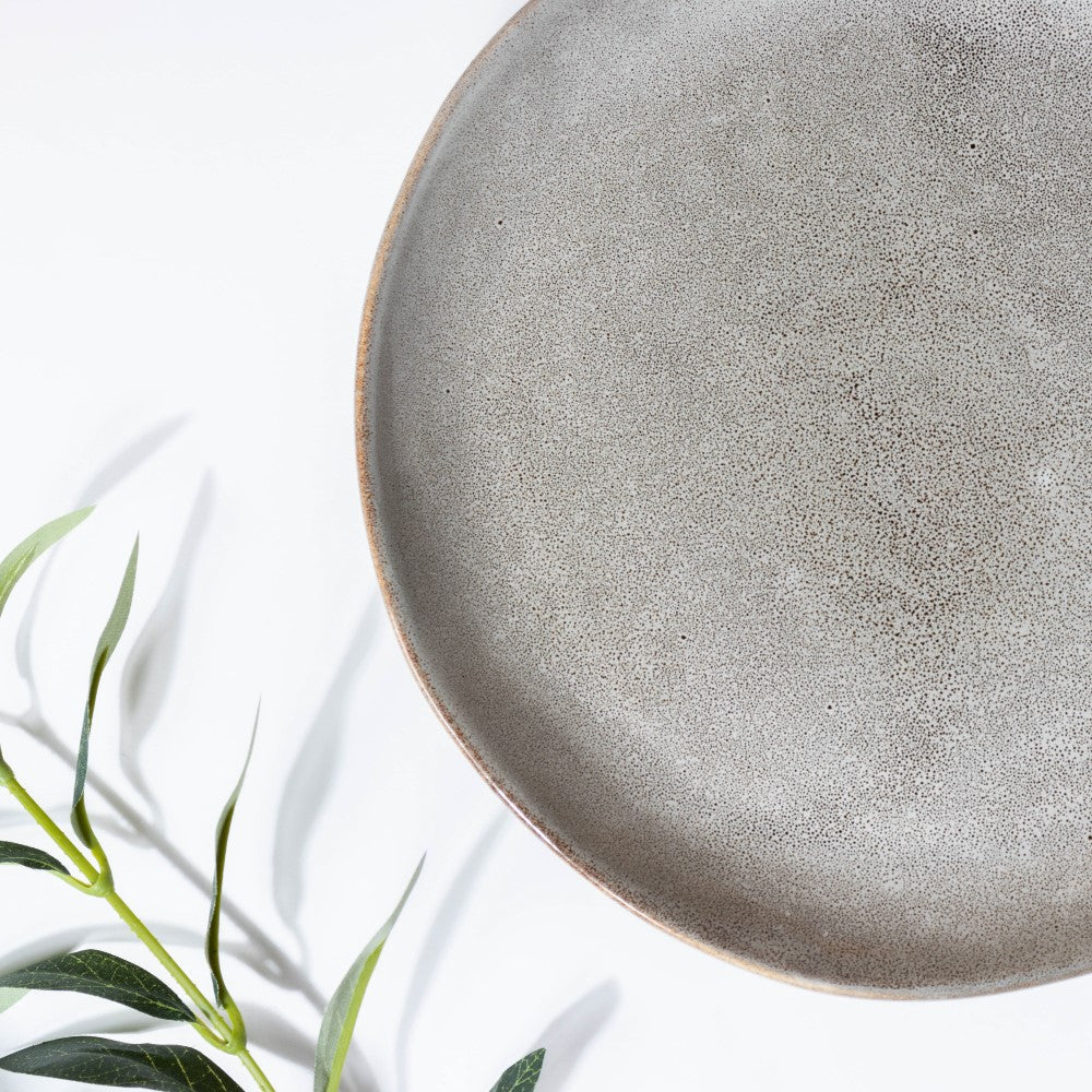 Rustic Handmade Ceramic Snack Plate Grey 8 Inch Nestasia