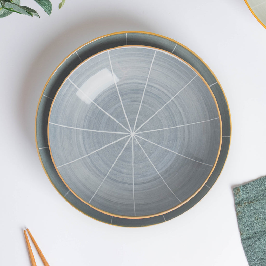 Willow Dark Grey Ceramic Pasta Plate 8 inch Nestasia