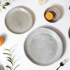 Rustic Handmade Ceramic Snack Plate Grey 8 Inch Nestasia