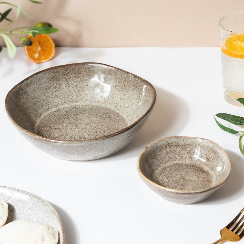 Rustic Handmade Large Serving Bowl Grey 800 ml Nestasia