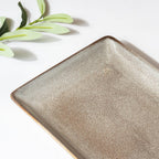 Rustic Handmade Ceramic Long Plate Grey 10 Inch