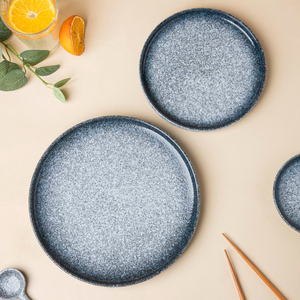 Pebble Glazed Snack Plate Blue White 8 Inch Nestasia