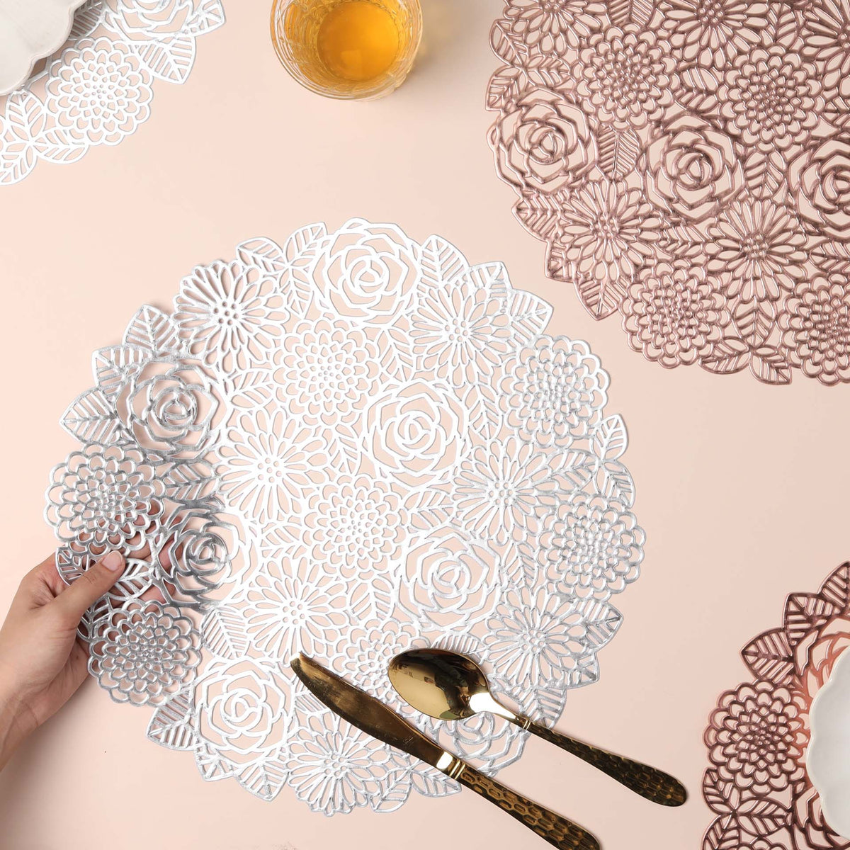 Rose Design Table Mat Set of 2 Nestasia