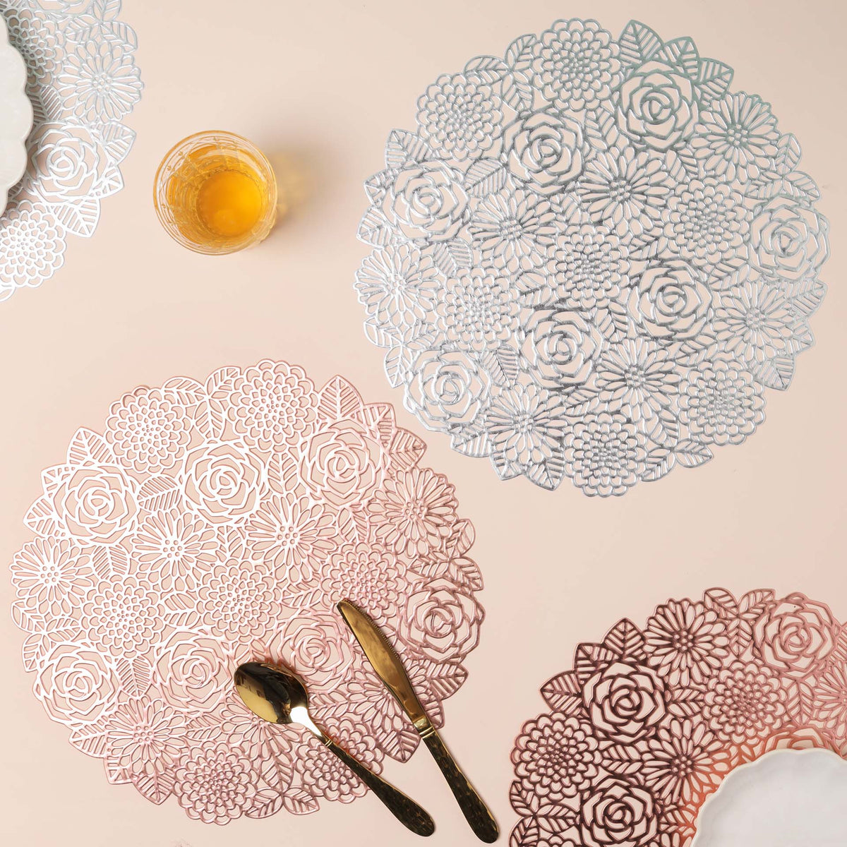 Rose Design Table Mat Set of 2 Nestasia