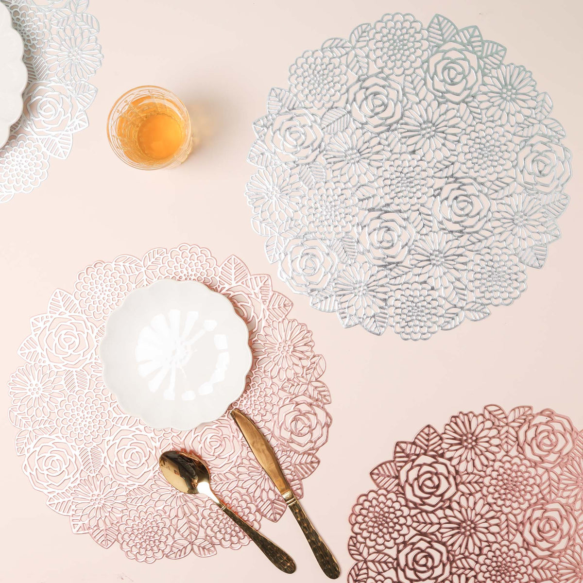 Rose Design Table Mat Set of 2 Nestasia