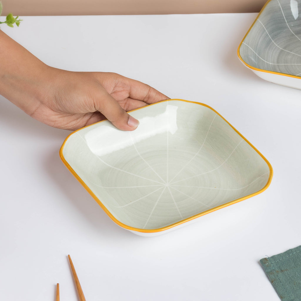 Willow Light Grey Square Ceramic Snack Plate Nestasia