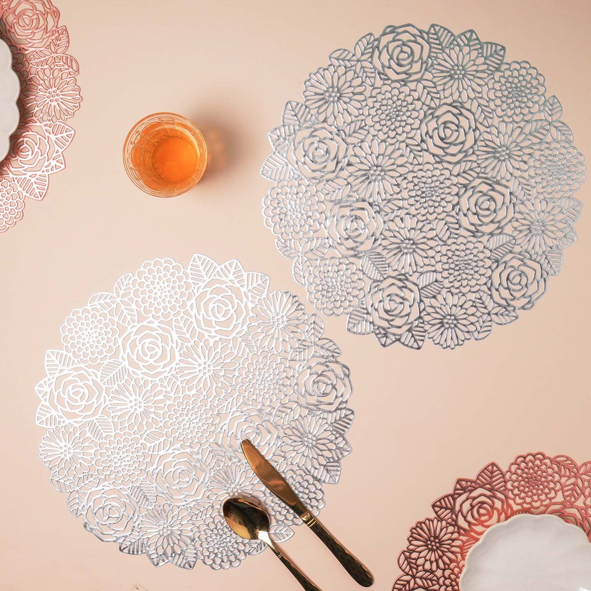 Rose Design Table Mat Set of 2 Nestasia