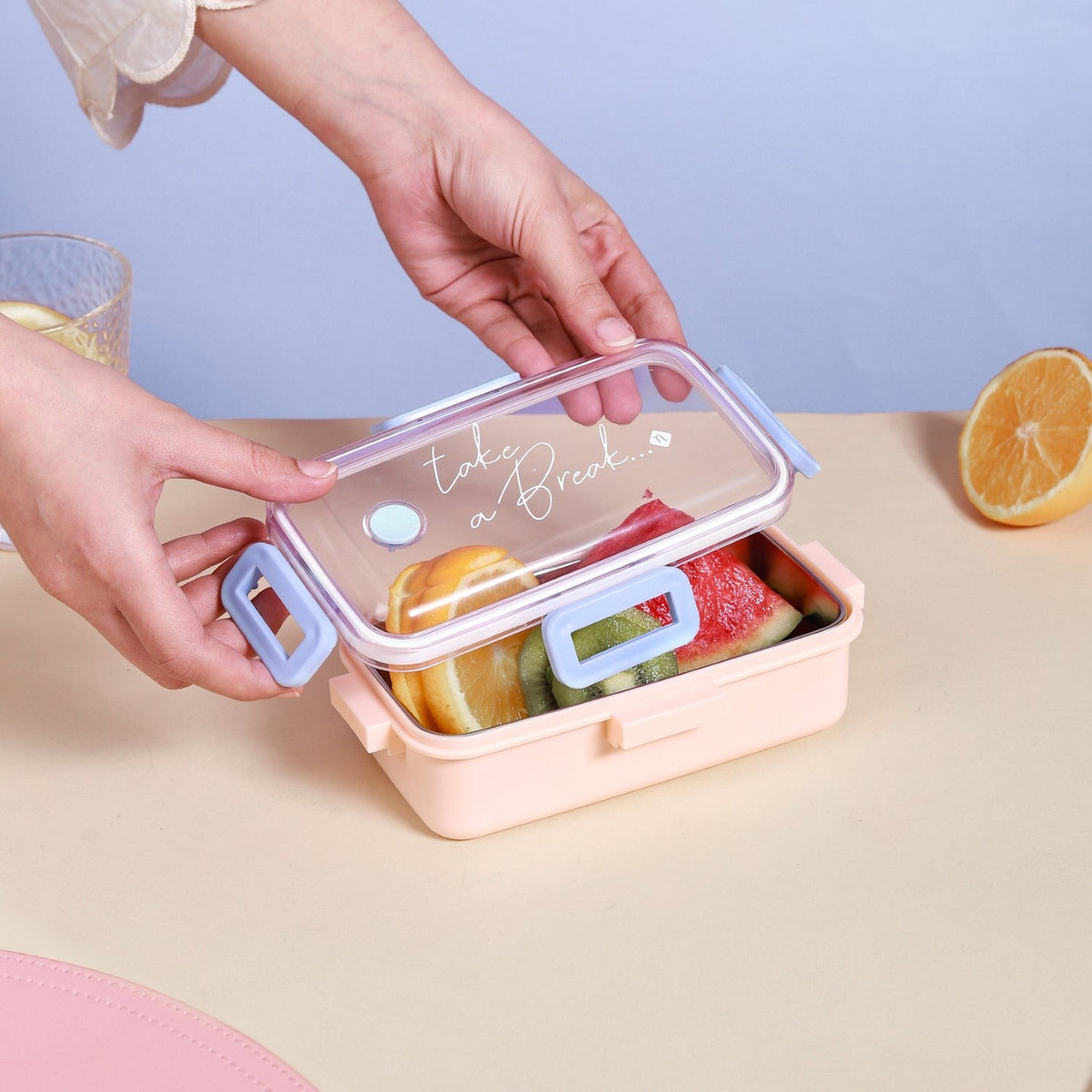 Stainless Steel Lunch Box For Office Small Pink 530ml Nestasia