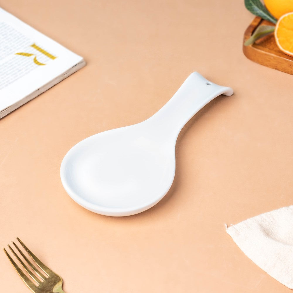 Ceramic Spoon Rest Classic White Nestasia