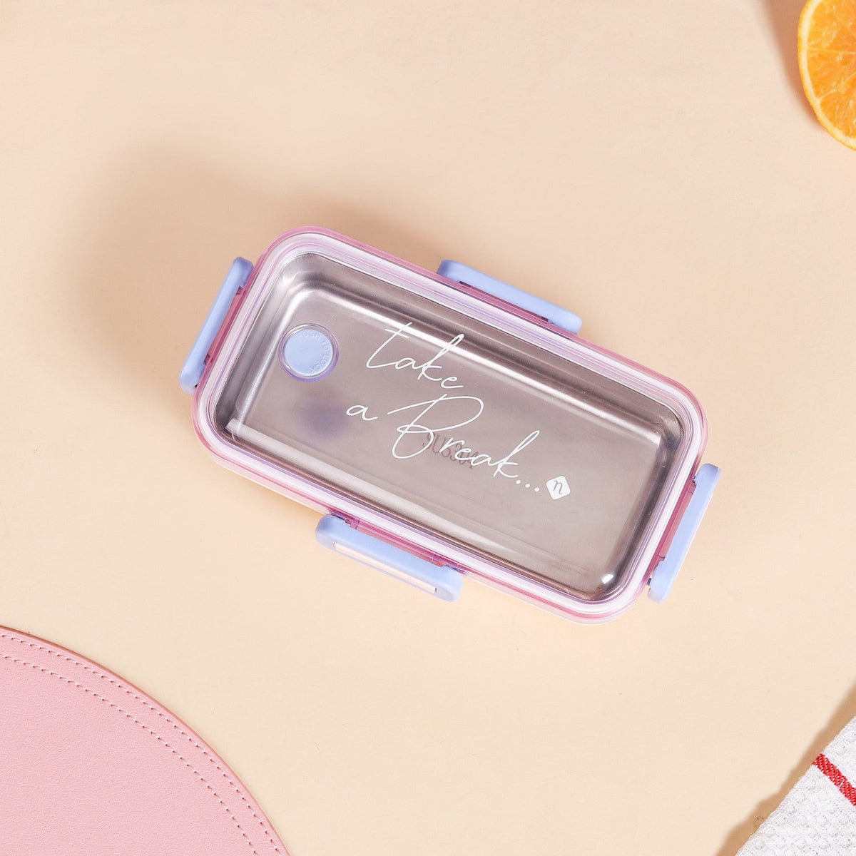 Stainless Steel Lunch Box For Office Small Pink 530ml Nestasia