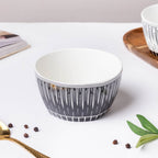 Philocaly Linear Patterned Soup Bowl Black 250 ml Nestasia