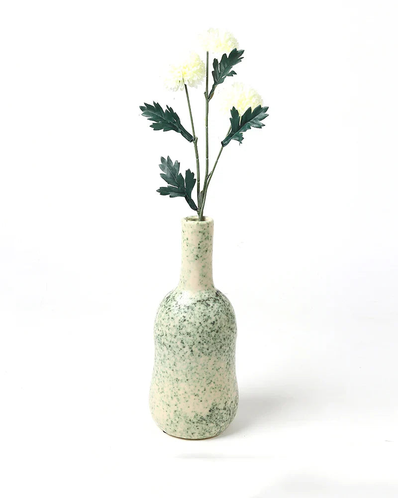 Glossy Green Ceramic Flower Pot for Tabletop Decor