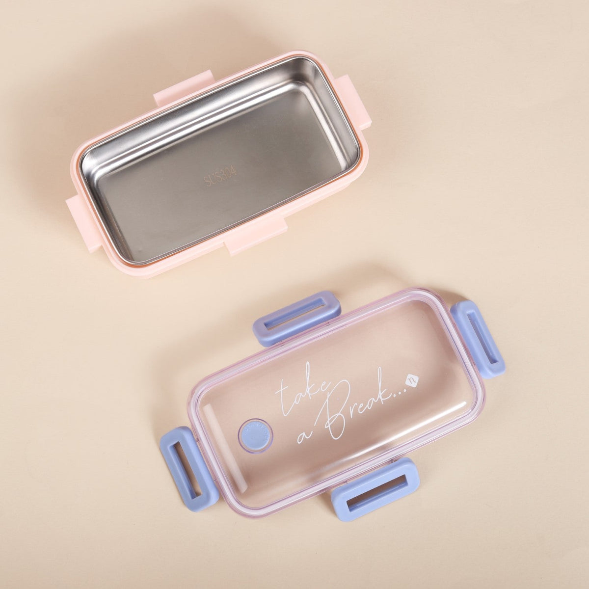 Stainless Steel Lunch Box For Office Small Pink 530ml Nestasia