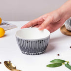 Philocaly Linear Patterned Soup Bowl Black 250 ml Nestasia