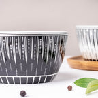 Philocaly Linear Patterned Soup Bowl Black 250 ml Nestasia