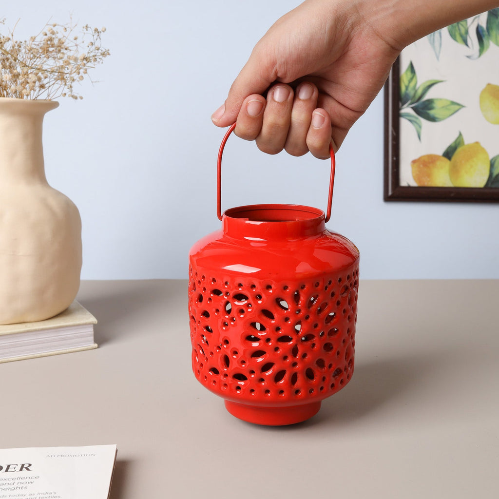 Metal Lantern Red Nestasia