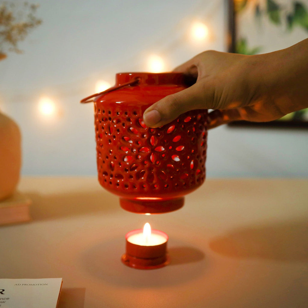 Metal Lantern Red Nestasia