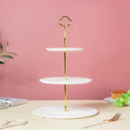 Serena 3 Tier Round Ceramic Dessert Stand White Nestasia